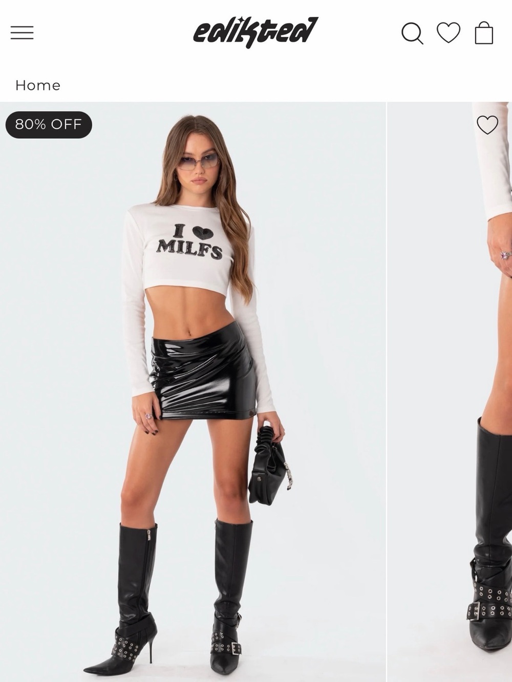 Edikted Black Patent-Look Mini Skirt
